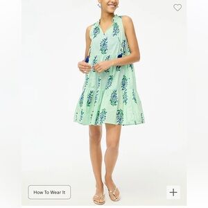 J. Crew Floral Mini Beach Swim Cover Up Dress Green and Blue Small BG569 New
